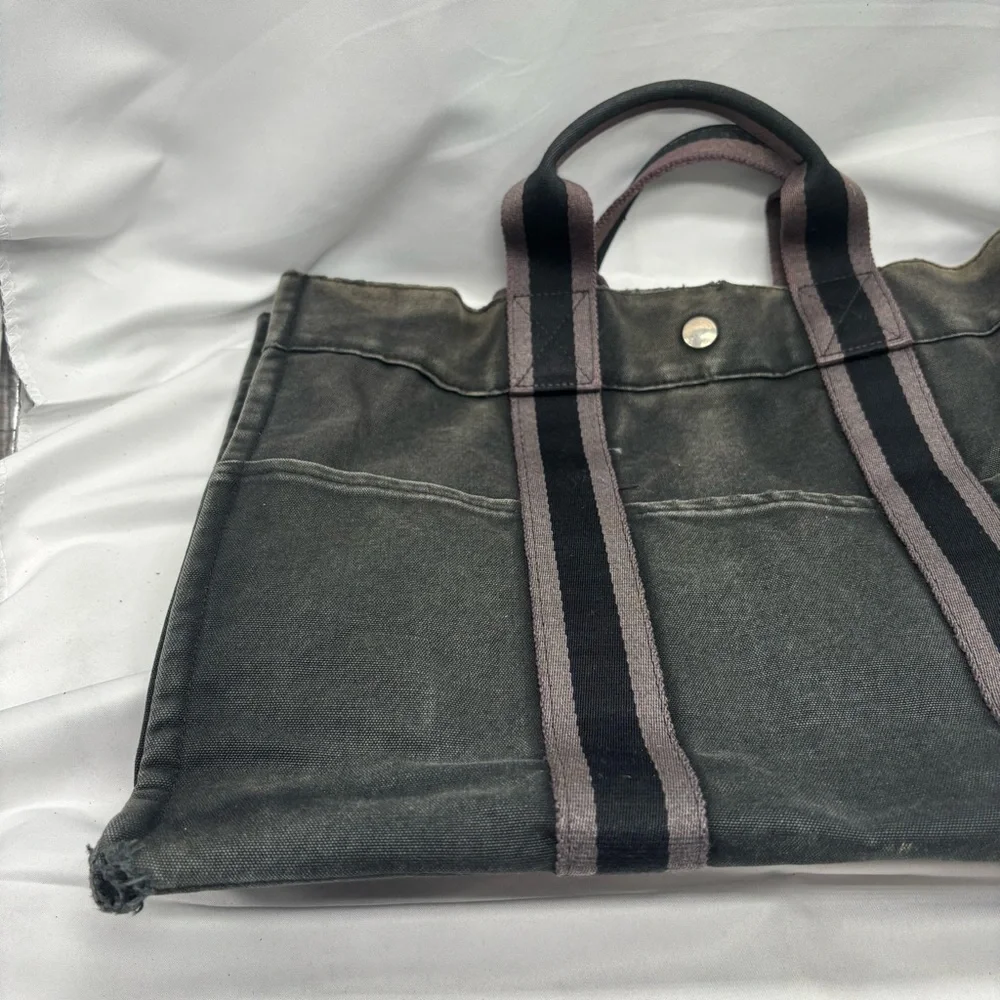 Authentic Hermès Fourre PM Canvas Navy & Grey Mini Tote Bag - Picture 5 of 6